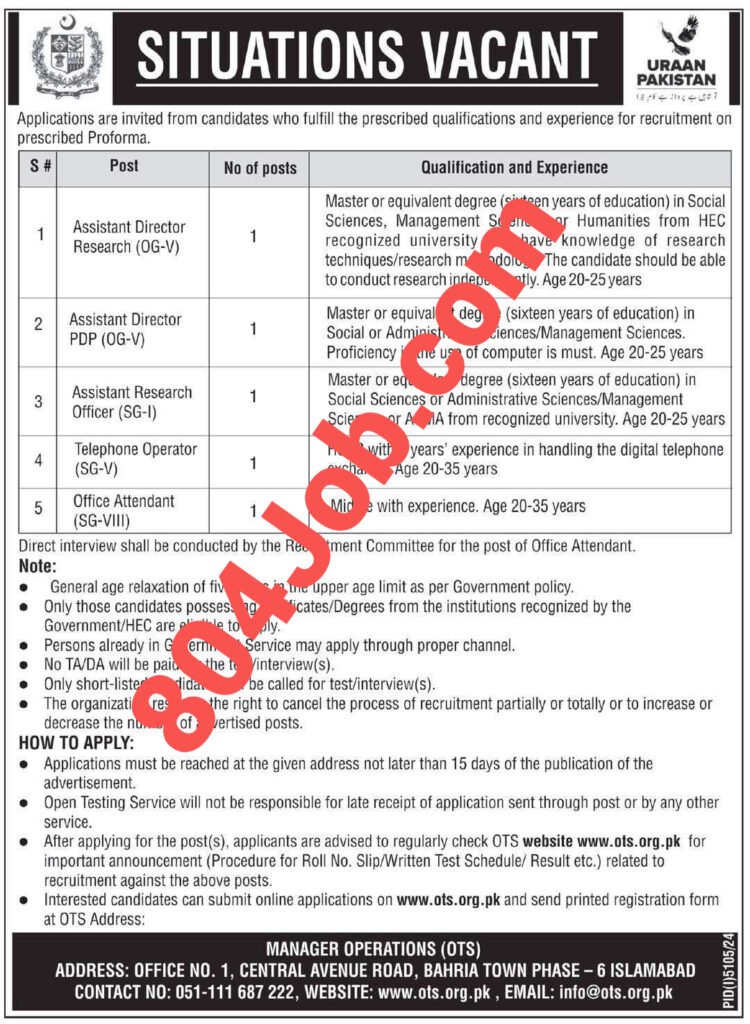 Latest Invigilator Jobs in OTS 2025 Online Registration New Advertisement