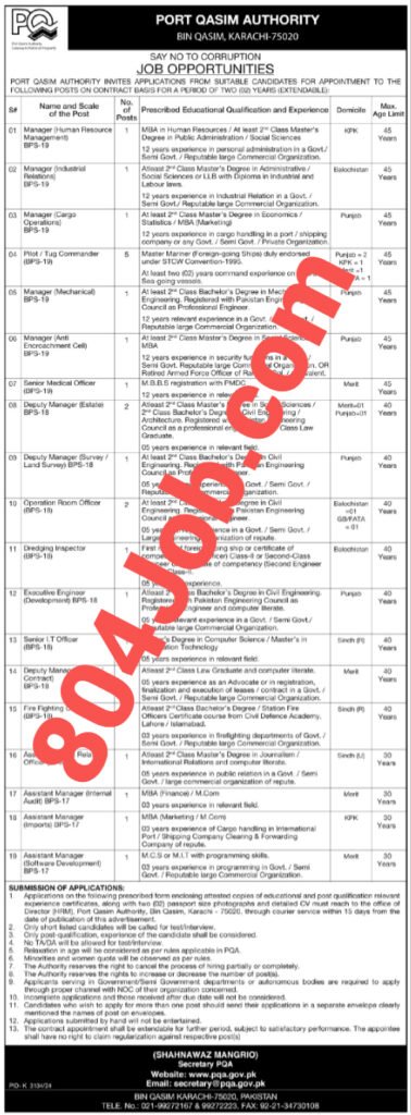 Port Qasim Authority Jobs 2025 Advertisement (Official Image)
